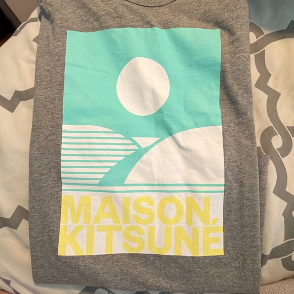 Maison Kitsuné x Anthony Burrill Edition Graphic Tee Grey Melange Cotton Knit XS - Picture 7 of 11